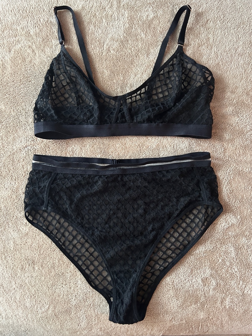 Titov Black Lace Bralette and High-Waist Brief Set - Women Intimates